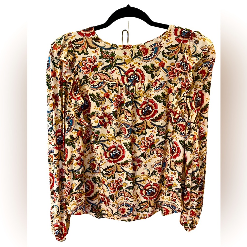 Loft Floral Print Long Sleeve Blouse size medium